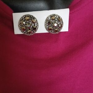 Vintage stamped Albert Weiss earrings, black gunmetal clip